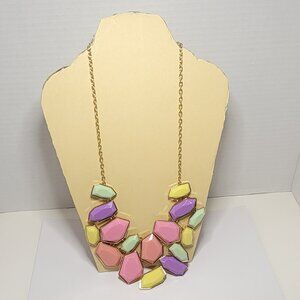 Signed Mark Multi-Color Pastels Statement Necklace